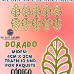 HOJAS MEDIANAS ONDULADA DORADO ESCARCHADAS 1 PAQUETE CONTIENE 10 UND CÓDIGO HOJASONM-002