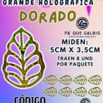 HOJAS GRANDES ONDULADA DORADO HOLOGRÁFICAS 1 PAQUETE CONTIENE 8 UND CÓDIGO HOJASONH-003