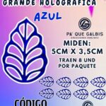 HOJAS GRANDES ONDULADA AZUL HOLOGRÁFICAS 1 PAQUETE CONTIENE 8 UND CÓDIGO HOJASONH-012