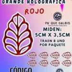 HOJAS GRANDES ONDULADA ROJO HOLOGRÁFICAS 1 PAQUETE CONTIENE 8 UND CÓDIGO HOJASONH-018
