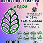 HOJAS GRANDES ONDULADA VERDE HOLOGRÁFICAS 1 PAQUETE CONTIENE 8 UND CÓDIGO HOJASONH-030