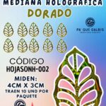 HOJAS MEDIANAS ONDULADA DORADO HOLOGRÁFICAS 1 PAQUETE CONTIENE 8 UND CÓDIGO HOJASONH-002