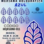 HOJAS MEDIANAS ONDULADA AZUL HOLOGRÁFICAS 1 PAQUETE CONTIENE 8 UND CÓDIGO HOJASONH-011