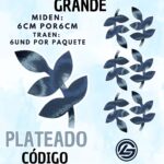 HOJAS GRANDES ESPIGA PLATEADO METALIZADAS 1 PAQUETE CONTIENE 6 UND CÓDIGO HOJAESP1M-006