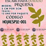 HOJAS PEQUEÑAS ESPIGA DORADO ESCARCHADAS 1 PAQUETE CONTIENE 12 UND CÓDIGO HOJAESP1M-001