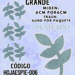 HOJAS GRANDES ESPIGA PLATEADO ESCARCHADAS 1 PAQUETE CONTIENE 6 UND CÓDIGO HOJAESP1M-006