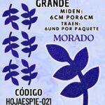 HOJAS GRANDES ESPIGA MORADO ESCARCHADAS 1 PAQUETE CONTIENE 6 UND CÓDIGO HOJAESP1M-021
