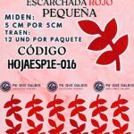 HOJAS PEQUEÑAS ESPIGA ROJO ESCARCHADAS 1 PAQUETE CONTIENE 12 UND CÓDIGO HOJAESP1M-016
