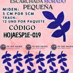 HOJAS PEQUEÑAS ESPIGA MORADO ESCARCHADAS 1 PAQUETE CONTIENE 12 UND CÓDIGO HOJAESP1M-019