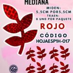 HOJAS MEDIANAS ESPIGA ROJO HOLOGRÁFICAS 1 PAQUETE CONTIENE 8 UND CÓDIGO HOJAESP1M-017