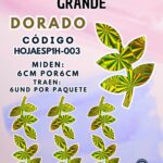 HOJAS GRANDES ESPIGA DORADO HOLOGRÁFICAS 1 PAQUETE CONTIENE 6 UND CÓDIGO HOJAESP1M-003