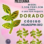 HOJAS MEDIANAS ESPIGA DORADO HOLOGRÁFICAS 1 PAQUETE CONTIENE 8 UND CÓDIGO HOJAESP1M-014