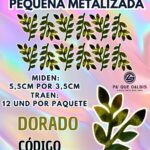 HOJAS PEQUEÑAS DOBLE ESPIGA MORADO METALIZADAS 1 PAQUETE CONTIENE 12 UND CÓDIGO HOJAESP2M-001
