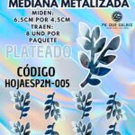HOJAS MEDIANAS DOBLE ESPIGA PLATEADO METALIZADAS 1 PAQUETE CONTIENE 8 UND CÓDIGO HOJAESP2M-005