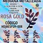 HOJAS MEDIANAS DOBLE ESPIGA ROSA GOLD METALIZADAS 1 PAQUETE CONTIENE 6 UND CÓDIGO HOJAESP2M-008
