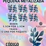 HOJAS PEQUEÑAS DOBLE ESPIGA PLATEADO METALIZADAS 1 PAQUETE CONTIENE 12 UND CÓDIGO HOJAESP2M-004