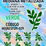 HOJAS MEDIANAS DOBLE ESPIGA VERDE METALIZADAS 1 PAQUETE CONTIENE 8 UND CÓDIGO HOJAESP2M-029