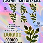 HOJAS GRANDES DOBLE ESPIGA DORADO METALIZADAS 1 PAQUETE CONTIENE 6 UND CÓDIGO HOJAESP2M-003