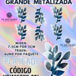 HOJAS GRANDES DOBLE ESPIGA PLATEADO METALIZADAS 1 PAQUETE CONTIENE 6 UND CÓDIGO HOJAESP2M-006