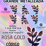 HOJAS GRANDES DOBLE ESPIGA ROSA GOLD METALIZADAS 1 PAQUETE CONTIENE 6 UND CÓDIGO HOJAESP2M-009