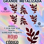 HOJAS GRANDES DOBLE ESPIGA ROJO METALIZADAS 1 PAQUETE CONTIENE 6 UND CÓDIGO HOJAESP2M-018