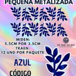 HOJAS PEQUEÑAS DOBLE ESPIGA AZUL METALIZADAS 1 PAQUETE CONTIENE 12 UND CÓDIGO HOJAESP2M-010