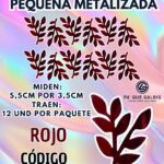 HOJAS PEQUEÑAS DOBLE ESPIGA ROJO METALIZADAS 1 PAQUETE CONTIENE 12 UND CÓDIGO HOJAESP2M-016