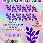 HOJAS PEQUEÑAS DOBLE ESPIGA MORADO METALIZADAS 1 PAQUETE CONTIENE 12 UND CÓDIGO HOJAESP2M-019