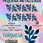 HOJAS PEQUEÑAS DOBLE ESPIGA TURQUESA METALIZADAS 1 PAQUETE CONTIENE 12 UND CÓDIGO HOJAESP2M-025