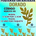HOJAS PEQUEÑAS DOBLE ESPIGA DORADO ESCARCHADAS 1 PAQUETE CONTIENE 12 UND CÓDIGO HOJAESP2E-028
