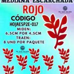 HOJAS MEDIANAS DOBLE ESPIGA ROJO ESCARCHADAS 1 PAQUETE CONTIENE 8 UND CÓDIGO HOJAESP2E-017