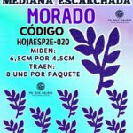HOJAS MEDIANAS DOBLE ESPIGA MORADO ESCARCHADAS 1 PAQUETE CONTIENE 8 UND CÓDIGO HOJAESP2E-020