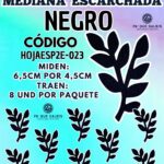 HOJAS MEDIANAS DOBLE ESPIGA NEGRO ESCARCHADAS 1 PAQUETE CONTIENE 8 UND CÓDIGO HOJAESP2E-023