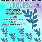 HOJAS MEDIANAS DOBLE ESPIGA TURQUESA ESCARCHADAS 1 PAQUETE CONTIENE 8 UND CÓDIGO HOJAESP2E-026