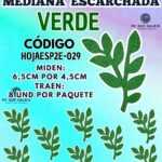 HOJAS MEDIANAS DOBLE ESPIGA VERDE ESCARCHADAS 1 PAQUETE CONTIENE 8 UND CÓDIGO HOJAESP2E-029