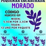 HOJAS PEQUEÑAS DOBLE ESPIGA MORADO ESCARCHADAS 1 PAQUETE CONTIENE 12 UND CÓDIGO HOJAESP2E-019