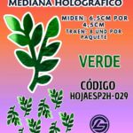 HOJAS MEDIANAS DOBLE ESPIGA VERDE HOLOGRÁFICAS 1 PAQUETE CONTIENE 8 UND CÓDIGO HOJAESP2H-029