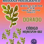HOJAS MEDIANAS DOBLE ESPIGA DORADO HOLOGRÁFICAS 1 PAQUETE CONTIENE 8 UND CÓDIGO HOJAESP2H-002