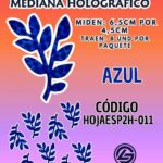 HOJAS MEDIANAS DOBLE ESPIGA AZUL HOLOGRÁFICAS 1 PAQUETE CONTIENE 8 UND CÓDIGO HOJAESP2H-011