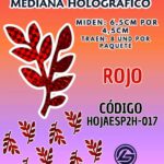 HOJAS MEDIANAS DOBLE ESPIGA ROJO HOLOGRÁFICAS 1 PAQUETE CONTIENE 8 UND CÓDIGO HOJAESP2H-017