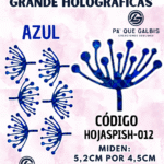 HOJAS GRANDES PISTILO AZUL HOLOGRÁFICAS 1 PAQUETE CONTIENE 6 UND CÓDIGO HOJASPISH-012
