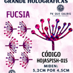HOJAS GRANDES PISTILO FUCSIA HOLOGRÁFICAS 1 PAQUETE CONTIENE 6 UND CÓDIGO HOJASPISH-015