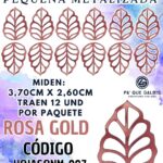 HOJAS PEQUEÑAS ONDULADA ROSA GOLD METALIZADAS 1 PAQUETE CONTIENE 12 UND CÓDIGO HOJASONM-007