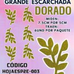HOJAS GRANDES DOBLE ESPIGA DORADO ESCARCHADAS 1 PAQUETE CONTIENE 6 UND CÓDIGO HOJAESP2E-003
