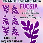 HOJAS GRANDES DOBLE ESPIGA FUCSIA ESCARCHADAS 1 PAQUETE CONTIENE 6 UND CÓDIGO HOJAESP2E-015