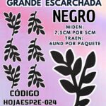HOJAS GRANDES DOBLE ESPIGA NEGRO ESCARCHADAS 1 PAQUETE CONTIENE 6 UND CÓDIGO HOJAESP2E-024