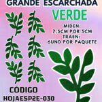 HOJAS GRANDES DOBLE ESPIGA VERDE ESCARCHADAS 1 PAQUETE CONTIENE 6 UND CÓDIGO HOJAESP2E-030