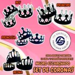 SET DE CORONAS NEGRO ESCARCHADAS 1 PAQUETE CONTIENE 12 UND CON 3 TAMAÑOS DIFERENTES
