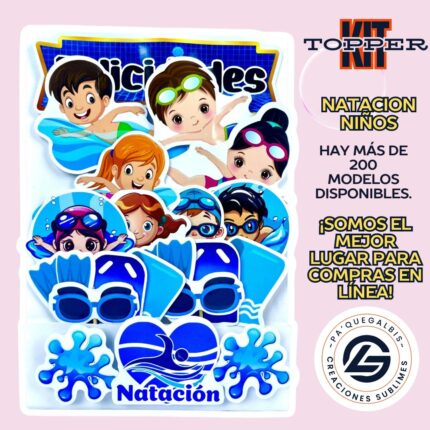 KIT TOPPER NATACIÓN NIÑOS CÓDIGO #KIT-268