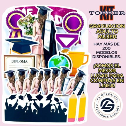 KIT TOPPER GRADUACIÓN ADULTO MUJER CÓDIGO #KIT-274